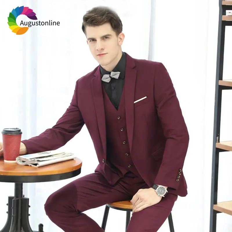 Burgundy Wedding Suits for Men 3 Pieces Jacket Pants Vest Custom Made Best Man Blazers Suit Slim Fit Groom Tuxedos Costume Homme
Burgundy Wedding Suits for Men 3 Pieces Jacket Pants Vest Custom Made Best Man Blazers Suit Slim Fit Groom Tuxedos Costume Homme
