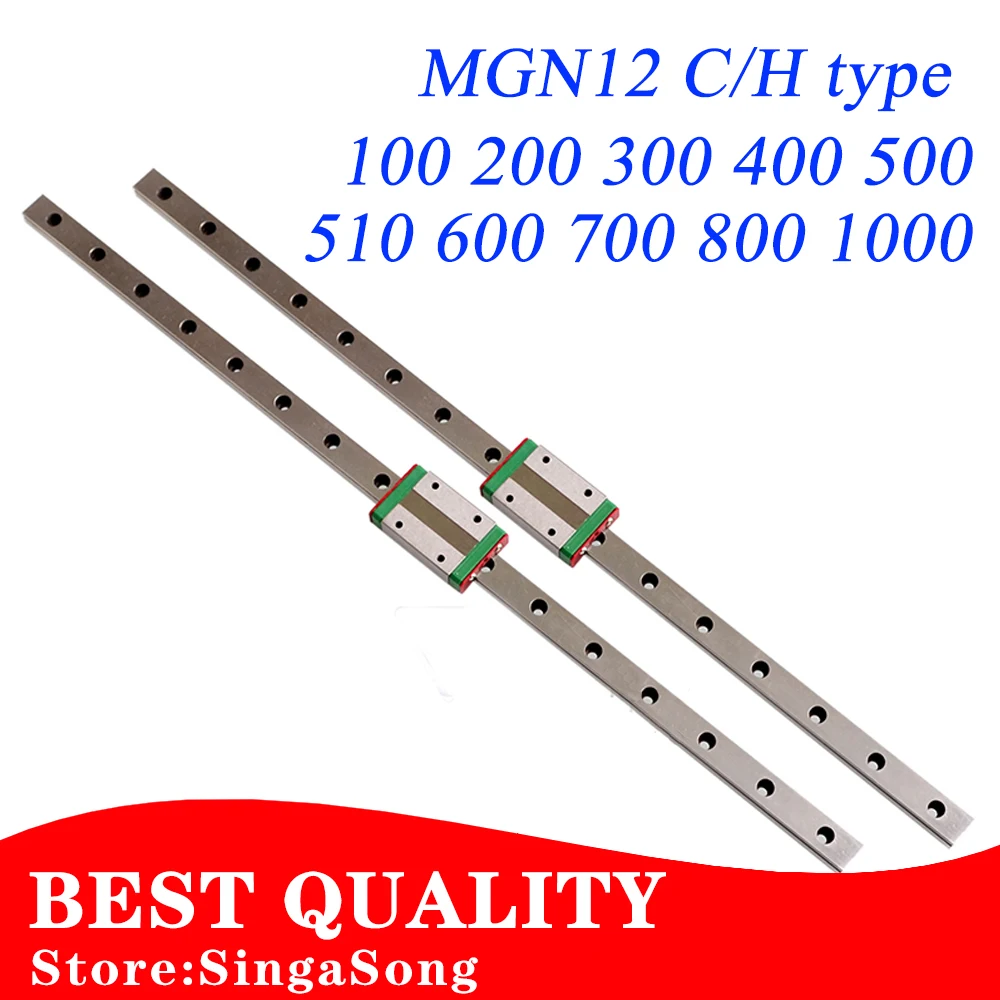 

12mm Linear Guide MGN12 100 150 200 250 300 350 400 450 500 550 600 700 mm linear rail + MGN12H or MGN12C block 3d printer CNC