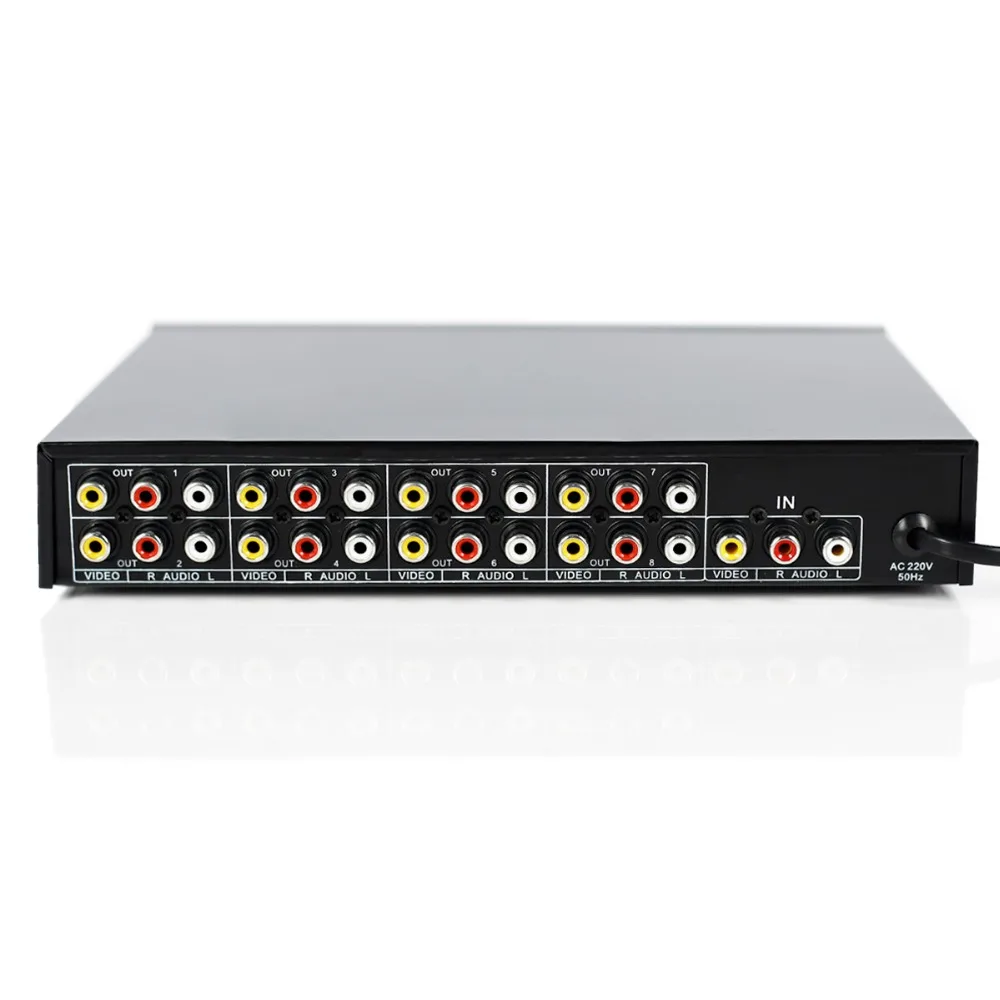 VSP8 one Input 8 Output video audio amp spliter RCA Connector AV Splitter for HDTV LCD DVD
VSP8 one Input 8 Output video audio amp spliter RCA Connector AV Splitter for HDTV LCD DVD