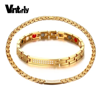 Vinterly Crystal Jewelry Sets for Women Choker Gold-color Chain Energy Germanium ID Bracelet Necklace Women Magnetic Chocker
Vinterly Crystal Jewelry Sets for Women Choker Gold-color Chain Energy Germanium ID Bracelet Necklace Women Magnetic Chocker