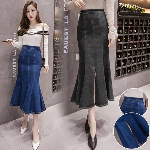 2019 Spring American Style High Waist Long Skirt Open Side Split Denim Skirts Fashion Slim Trumpet Mermaid Elegant Ladies Skirts
2019 Spring American Style High Waist Long Skirt Open Side Split Denim Skirts Fashion Slim Trumpet Mermaid Elegant Ladies Skirts