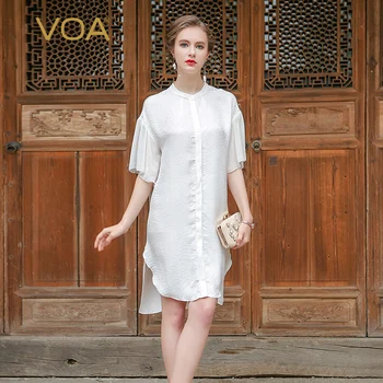 VOA 2017 Summer Fashion Pure White Office Women Blouse Silk Jacquard Solid Brief Loose Ruffle Sleeve Long Women Tops B7016
VOA 2017 Summer Fashion Pure White Office Women Blouse Silk Jacquard Solid Brief Loose Ruffle Sleeve Long Women Tops B7016