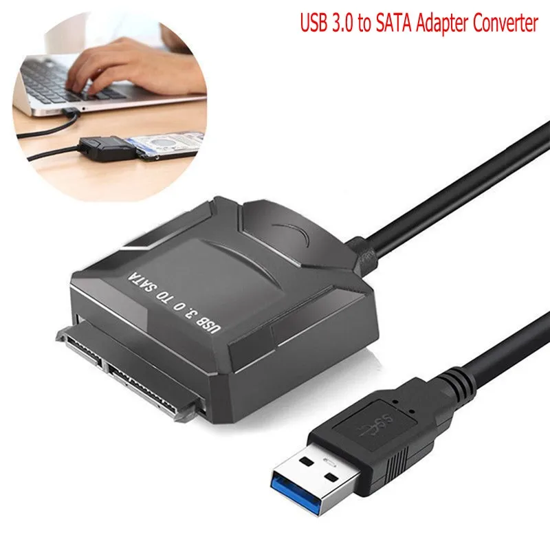 USB 3.0 To SATA Adapter Converter For 3.5 Inch HDD 2.5 Inch SSD Hard Disk With 12V 2A AC DC Power Adapter Support 1tb 2TB 4TB