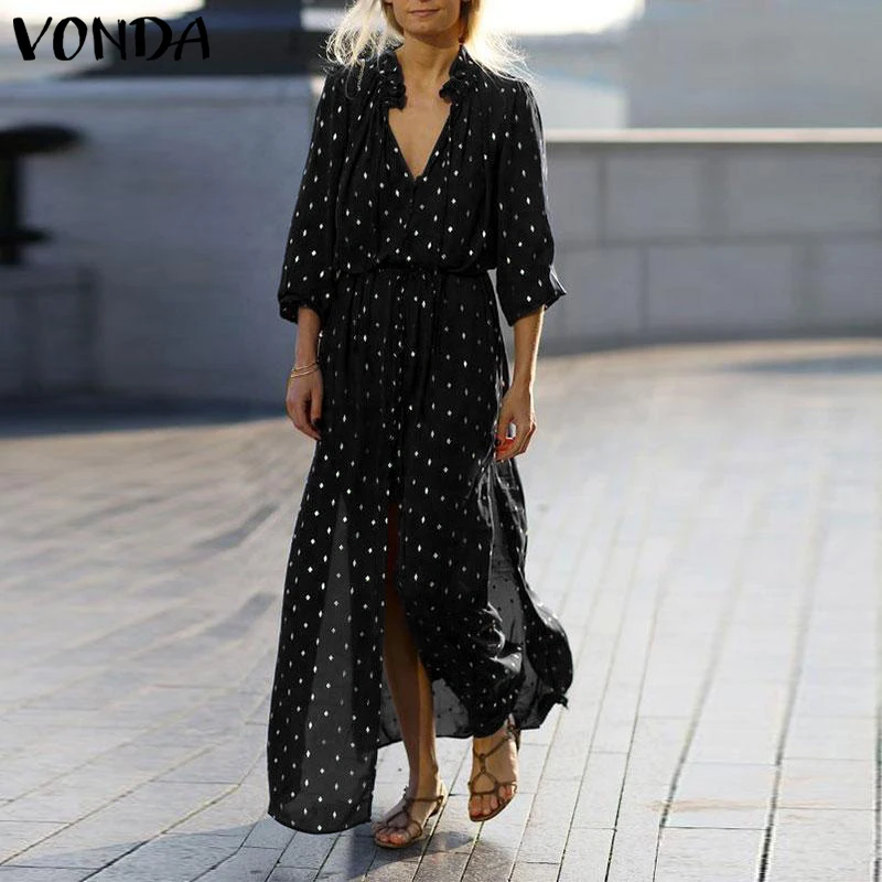 VONDA Dress Women Sundress 2019 Summer Sexy Split Dot Print Party Long Dress Beach Casual OL Ankle-Length Vestidos Plus Size
VONDA Dress Women Sundress 2019 Summer Sexy Split Dot Print Party Long Dress Beach Casual OL Ankle-Length Vestidos Plus Size