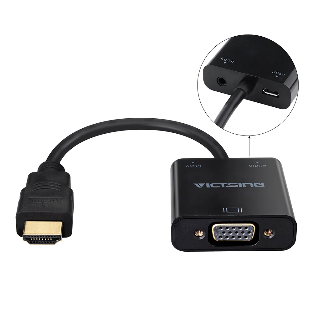 Позолоченный Переходник USB 3 5 1080P HDMI Male to VGA famale с микро-usb и аудиоинтерфейсом мм для