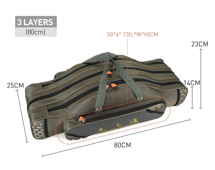Przenośna torba wędkarska Pesca z płótna 80/90/100/120CM, 3 warstwy, 4 warstwy - Wianko - 5