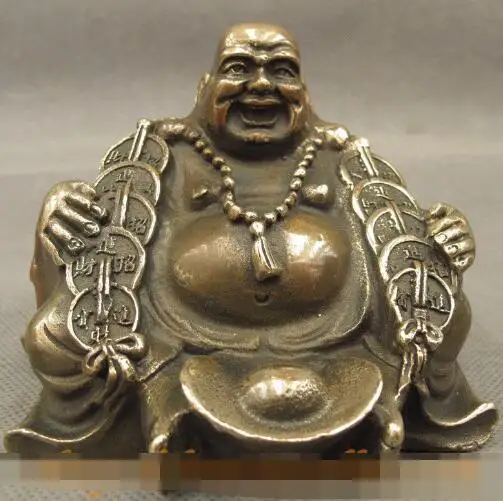 S4179 Chinese Bronze Copper Buddhism YuanBao Coin Happy Laugh Maitreya Buddha Statue
S4179 Chinese Bronze Copper Buddhism YuanBao Coin Happy Laugh Maitreya Buddha Statue
