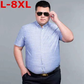 big size 8XL 7XL 6XL Loose Fit Striped Shirt Short Sleeve Camisas Para Hombre Soft Cotton Shirt Chemise Homme 's Casual Shirt
big size 8XL 7XL 6XL Loose Fit Striped Shirt Short Sleeve Camisas Para Hombre Soft Cotton Shirt Chemise Homme 's Casual Shirt