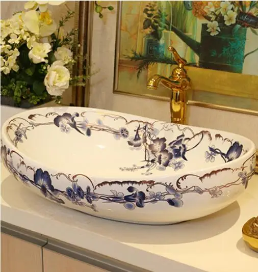 Bathroom ceramic countertop Vessel sink Oval Cloakroom washbasin Hand-made art basin LGQ028
Bathroom ceramic countertop Vessel sink Oval Cloakroom washbasin Hand-made art basin LGQ028