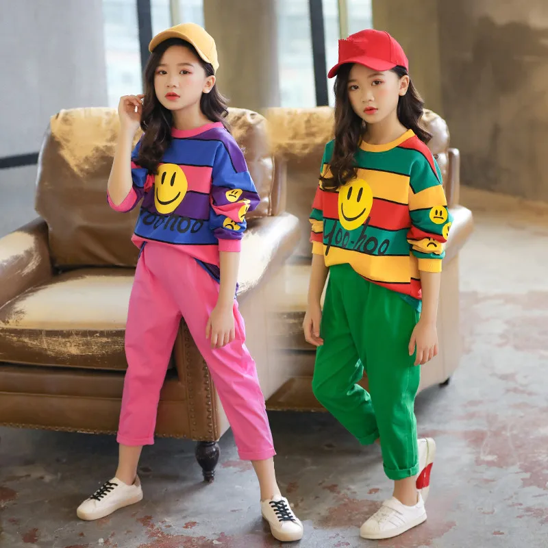 2019 Spring Autumn Baby Girls Sport Striped Clothes Set Kid Long Sleeve Top+Pants Set Kid School Print Smile Clothes Set
2019 Spring Autumn Baby Girls Sport Striped Clothes Set Kid Long Sleeve Top+Pants Set Kid School Print Smile Clothes Set