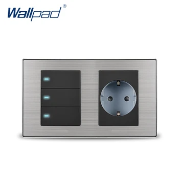 2019 Wallpad 3 Gang 2 Way Switch With EU German Standard Schuko Socket Wall Power Socket Outlet Satin Metal Panel LED Indicator
2019 Wallpad 3 Gang 2 Way Switch With EU German Standard Schuko Socket Wall Power Socket Outlet Satin Metal Panel LED Indicator