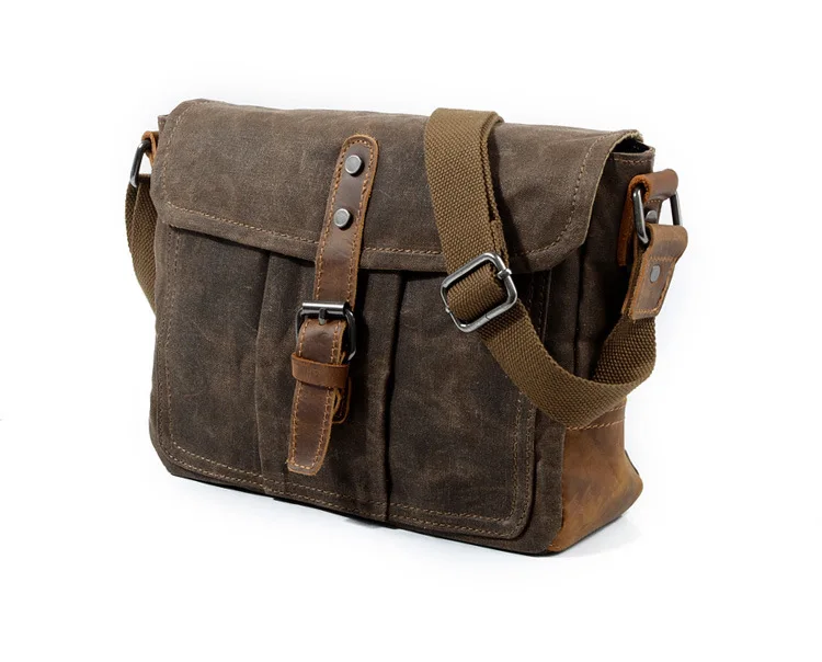 Womens Small Canvas Messenger Bag Grey, Brown, Green
