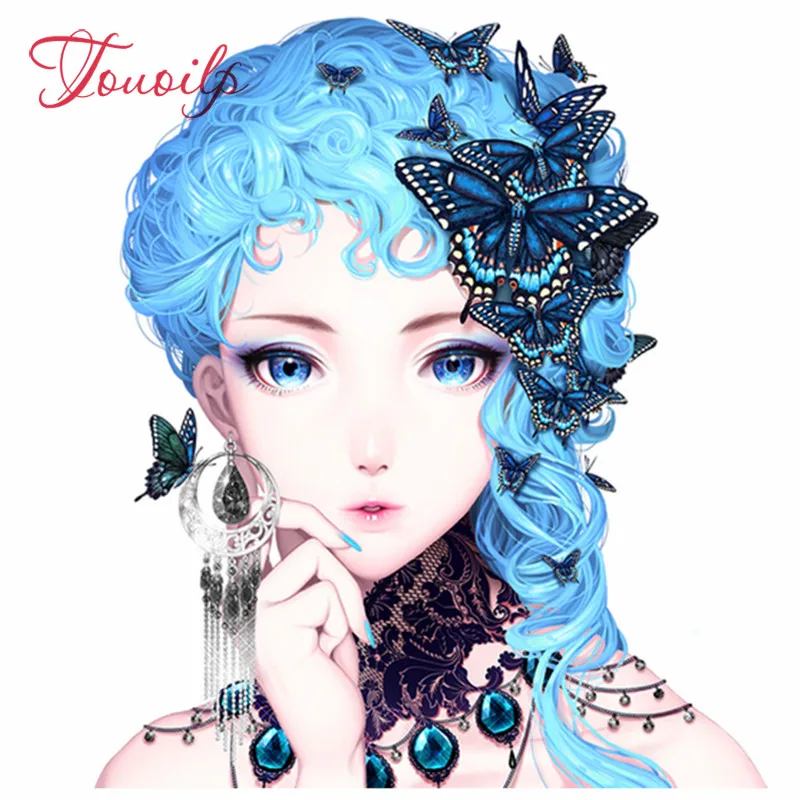 Full drill Diamond Embroidery Chinese beauty Girl Blue hair 5D DIY diamond painting Cross Stitch Multi-picture Home decor | Дом и сад