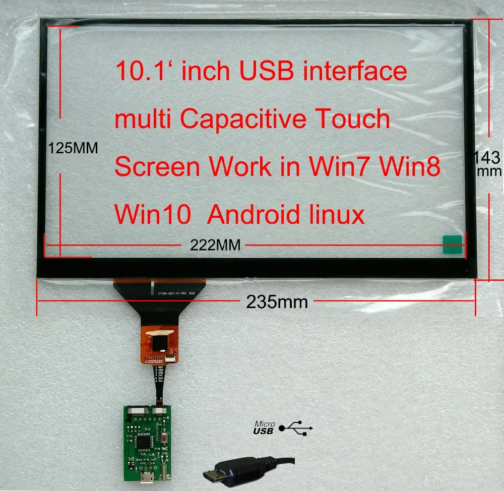 

10.1 inch USB interface capacitive touchscreen FOR CARPC win7 win8 win10 Android Linux Raspberry Pi Support horizontal and ve