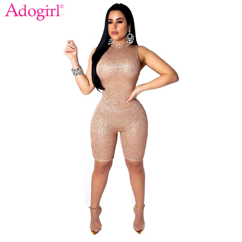 Adogirl Women Fashion Sexy Sequins Jumpsuit Mock Neck Sleeveless Night Club Party Romper Summer Shorts Female Bar Costumes
Adogirl Women Fashion Sexy Sequins Jumpsuit Mock Neck Sleeveless Night Club Party Romper Summer Shorts Female Bar Costumes
