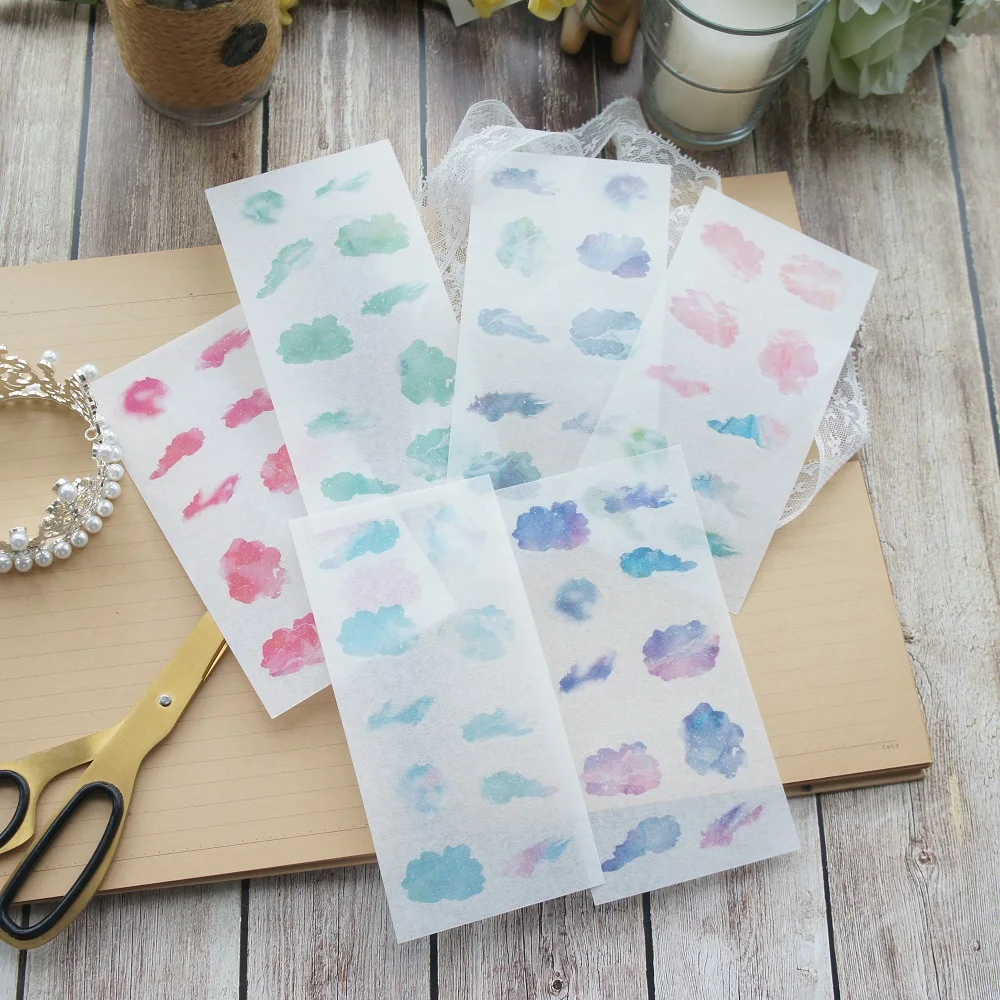 6 sheets colorful cloud washi Paper sticker as Scrapbooking DIY gift packing Label Decoration Tag party Decoration
6 sheets colorful cloud washi Paper sticker as Scrapbooking DIY gift packing Label Decoration Tag party Decoration