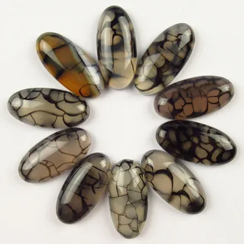 

12Pcs 30x15x6mm Black Dragon veins Agates Oval Cab Cabochon yl31501(Send Randomly)