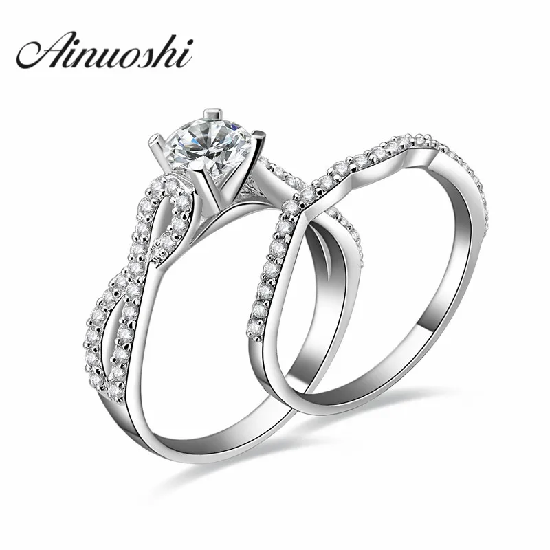 AINOUSHI 925 Sterling Silver Round Cut Bridal Ring Set Women Wedding Ring Engagement Band Bridal Sets Silver Jewelry Accessaries
AINOUSHI 925 Sterling Silver Round Cut Bridal Ring Set Women Wedding Ring Engagement Band Bridal Sets Silver Jewelry Accessaries