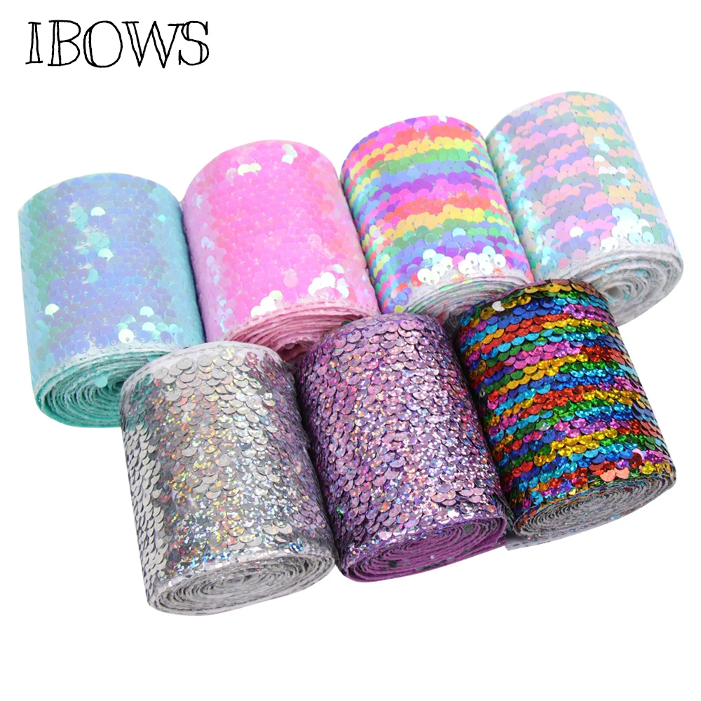 IBOWS 2yards 75mm Reversible Sequin Ribbon Laser Rainbow Sequin Handmade Bow Ribbon DIY Hair Bows Materials Wedding Decoration
IBOWS 2yards 75mm Reversible Sequin Ribbon Laser Rainbow Sequin Handmade Bow Ribbon DIY Hair Bows Materials Wedding Decoration