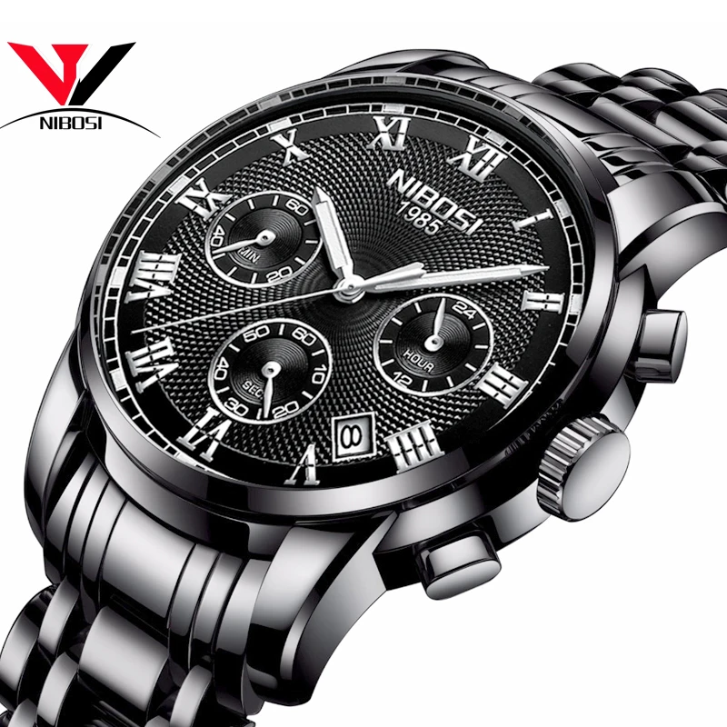 Luxury Brand Men Watches NIBOSI Chronograph Men Sports black Watches Waterproof Full Steel business Men Clock Relogio Masculino
Luxury Brand Men Watches NIBOSI Chronograph Men Sports black Watches Waterproof Full Steel business Men Clock Relogio Masculino