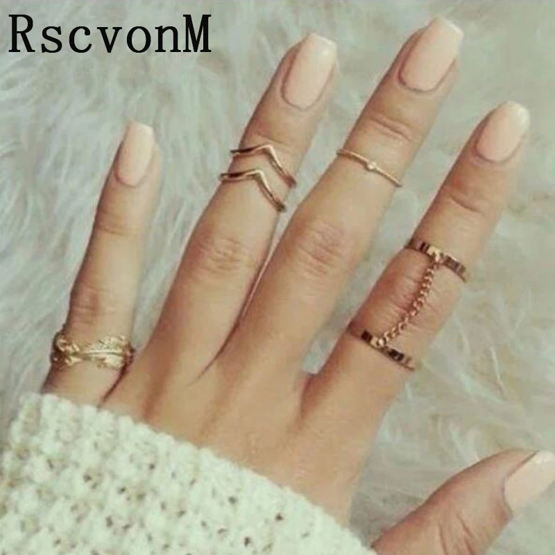 RscvonM 6 Pcs Punk style Midi ring sets Gold Color Knuckle Ring for women Finger ring Fashion accessories jewelry
RscvonM 6 Pcs Punk style Midi ring sets Gold Color Knuckle Ring for women Finger ring Fashion accessories jewelry