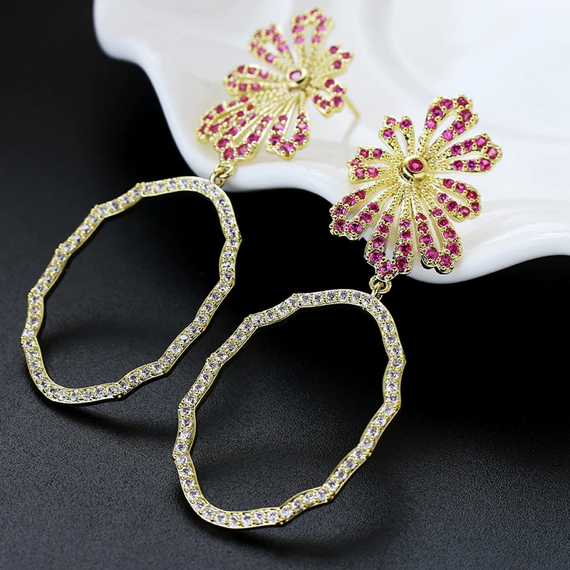 Flower Circle Zircon Drop Earrings for Women Luxury Wedding Summer Party Jewelry High Quality Plating XIUMEIYIZU Brand Export
Flower Circle Zircon Drop Earrings for Women Luxury Wedding Summer Party Jewelry High Quality Plating XIUMEIYIZU Brand Export