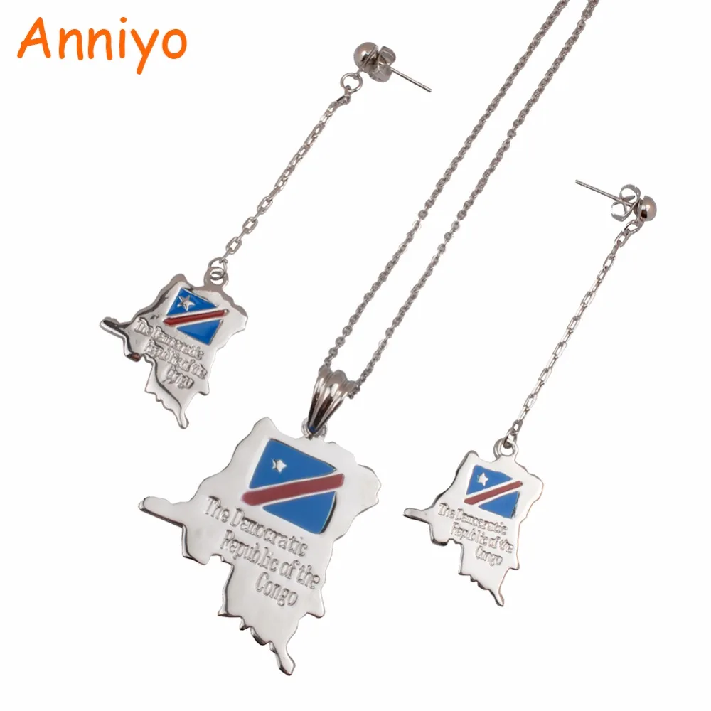 Anniyo Democratic Republic of the Congo Map & Flag Necklaces Silver Color DRC Pendant Jewelry for Women #006911B
Anniyo Democratic Republic of the Congo Map & Flag Necklaces Silver Color DRC Pendant Jewelry for Women #006911B