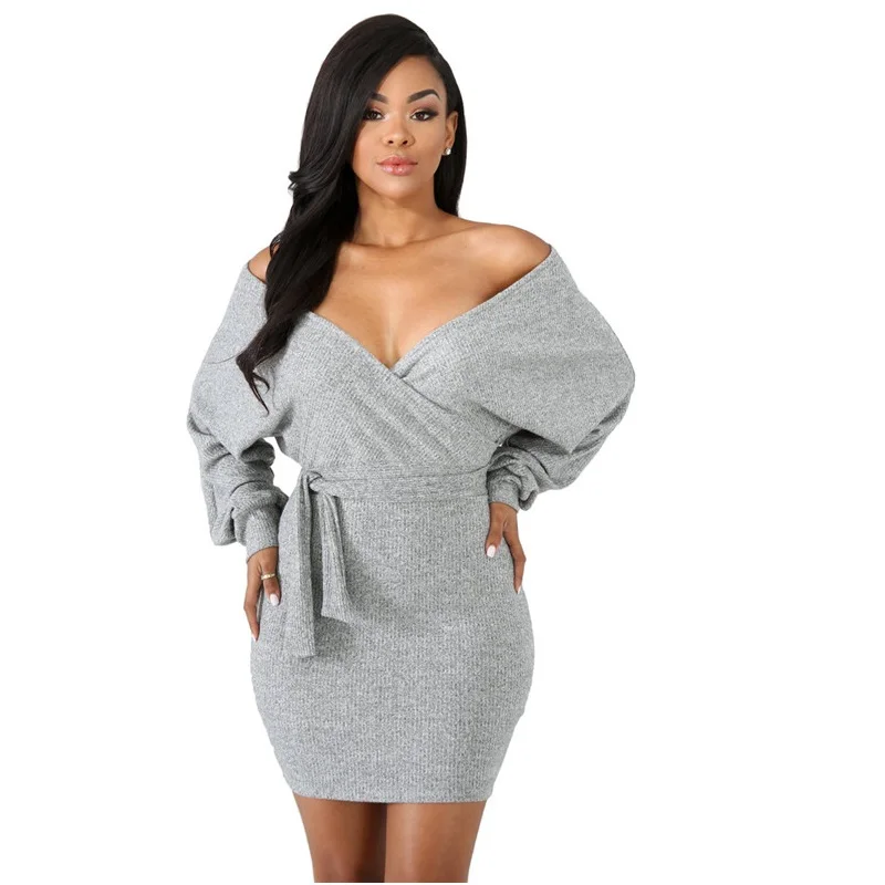 Knitted Sexy Strapless Backpack Hip Dress 2019 New Hot Solid Color Long Sleeve Deep V-neck Bow Mini Dress
Knitted Sexy Strapless Backpack Hip Dress 2019 New Hot Solid Color Long Sleeve Deep V-neck Bow Mini Dress