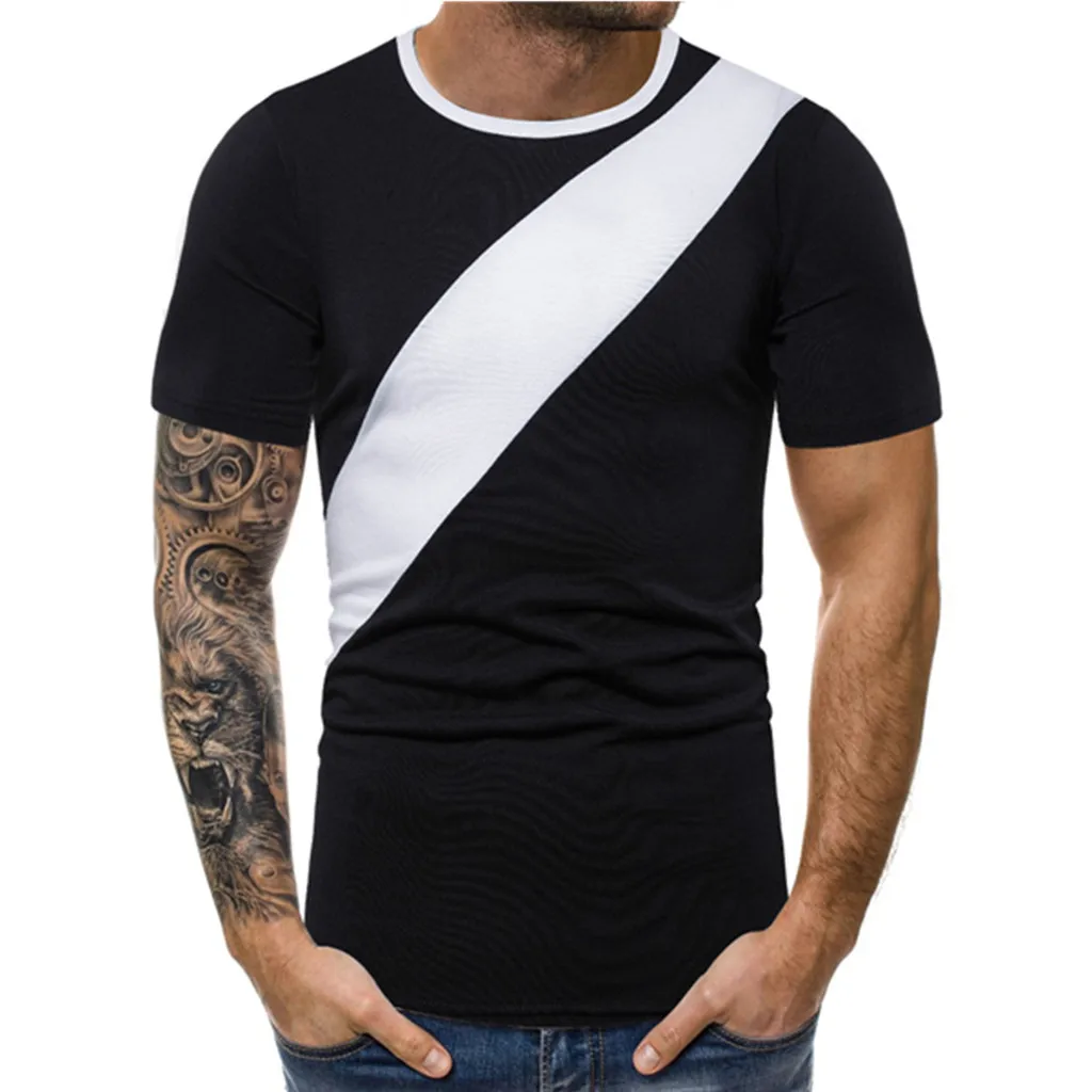 2019 Personality T-shirts Men's Stitching color Slim Splice Casual Sport Lapel Short Sleeve Shirt in Men's Clothes summer
2019 Personality T-shirts Men's Stitching color Slim Splice Casual Sport Lapel Short Sleeve Shirt in Men's Clothes summer