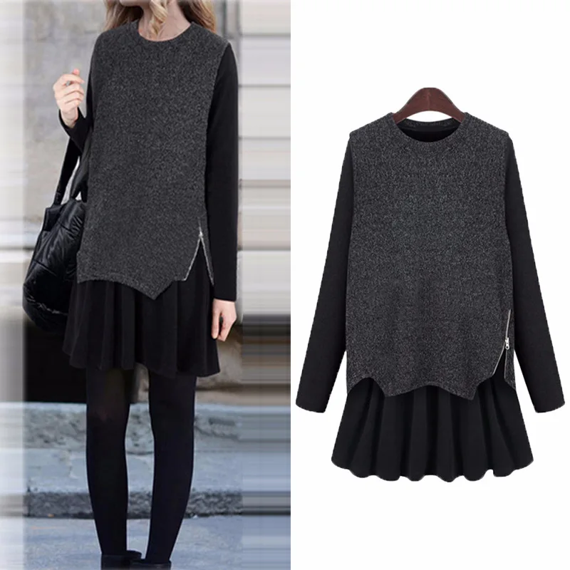 Plus Size Women Two Pieces Dress Casual O-neck Long Sleeve Pleated Hem Dress For Female XL XXL 3XL 4XL 5XL High Quality
Plus Size Women Two Pieces Dress Casual O-neck Long Sleeve Pleated Hem Dress For Female XL XXL 3XL 4XL 5XL High Quality