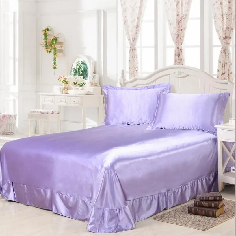 Purple Satin Bedding Bed Sheet Pillowcases 1/3pcs Solid Color Silky Flat Sheet Bedspread Queen King Size Home Textile
Purple Satin Bedding Bed Sheet Pillowcases 1/3pcs Solid Color Silky Flat Sheet Bedspread Queen King Size Home Textile