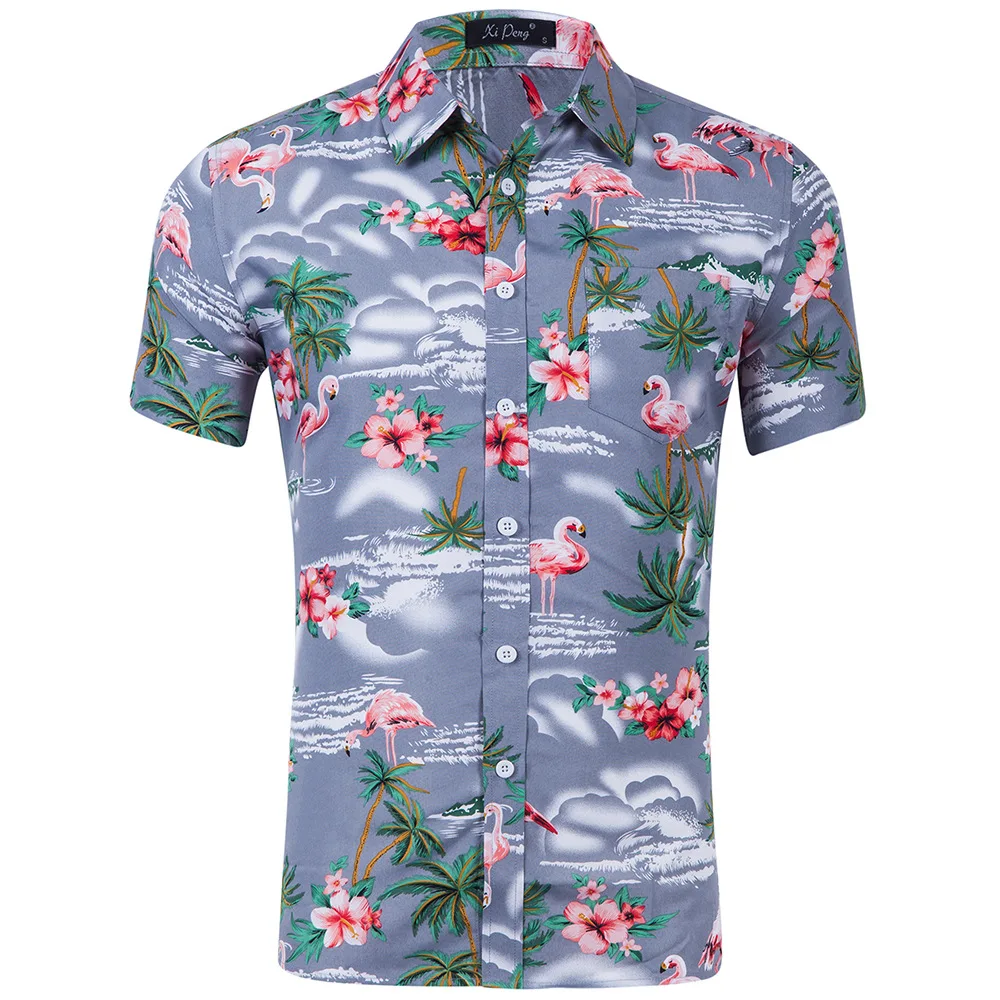 Summer Hawaiian Short Sleeve Shirt Men Cotton Flamingos Floral Printed Casual Dress Shirts Men Clothes 2019 Fashion XXL Ou code
Summer Hawaiian Short Sleeve Shirt Men Cotton Flamingos Floral Printed Casual Dress Shirts Men Clothes 2019 Fashion XXL Ou code