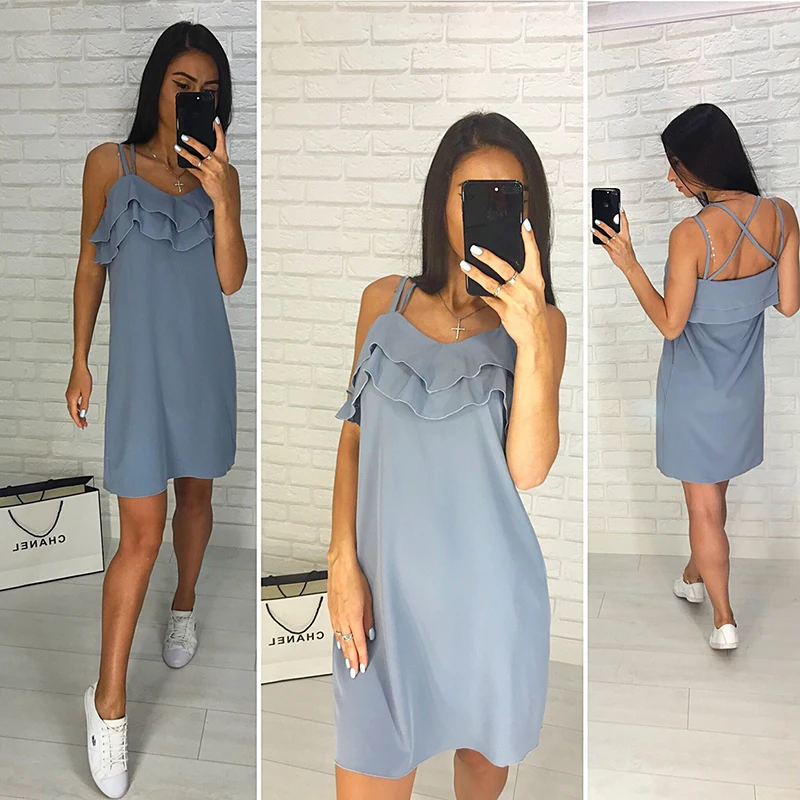 2019 summer new fashion women's straight dress sexy spaghetti strap loose dresses casual bohemian beach ruffle Vestido
2019 summer new fashion women's straight dress sexy spaghetti strap loose dresses casual bohemian beach ruffle Vestido