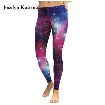 

Jocelyn Katrina New Galaxy Violet 3D Print Star Leggings Tights Pants Europe and the United States low waist yoga pants