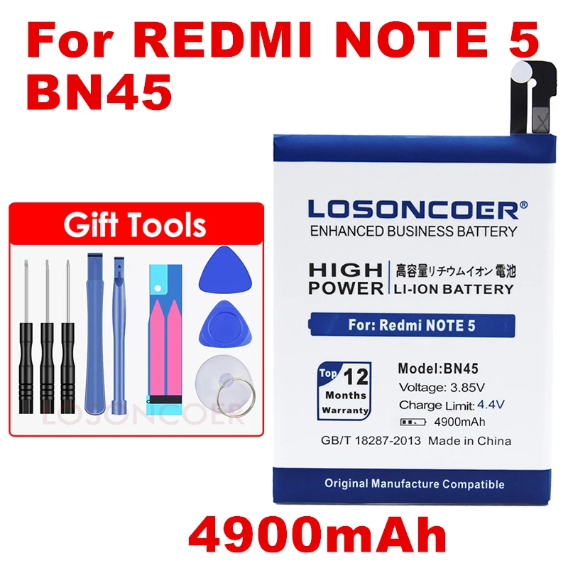 LOSONCOER 4900mAh BN45 For Xiaomi Mi note2 For Hongmi Redmi Note 5 Note5 Battery+Tracking Number
LOSONCOER 4900mAh BN45 For Xiaomi Mi note2 For Hongmi Redmi Note 5 Note5 Battery+Tracking Number