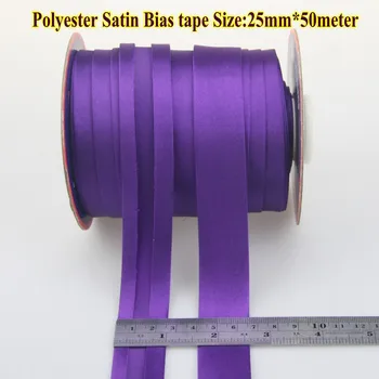 

Free Shipping Polyester Satin Bias Tape,bias binding tape size: 25mm ,width 1",2.5cm,50meter purple violet,sewing accessories