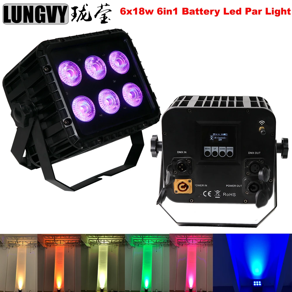 Free Shipping 6x18W RGBWA+UV 6in1 Battery Powered Wireless Rechargeable 6 Color LED Par Cans Light Floodlights Uplight 6/10 Ch
Free Shipping 6x18W RGBWA+UV 6in1 Battery Powered Wireless Rechargeable 6 Color LED Par Cans Light Floodlights Uplight 6/10 Ch