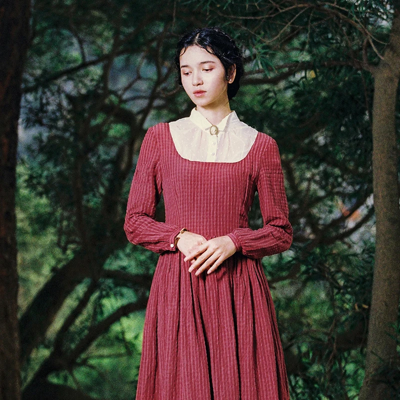 Spring Autumn Women Dark Red Cotton Linen Midi Dress Ladies Vintage Retro Europe Elegant Long Sleeve Dresses robe longue femme
Spring Autumn Women Dark Red Cotton Linen Midi Dress Ladies Vintage Retro Europe Elegant Long Sleeve Dresses robe longue femme