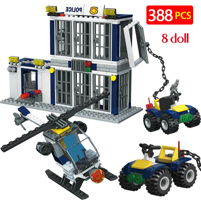 388Pcs Helicopter Model Building Blocks Compatible City Police Car Ultimate Prison Figures Brick Toys for Children
388Pcs Helicopter Model Building Blocks Compatible City Police Car Ultimate Prison Figures Brick Toys for Children