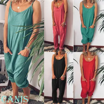 Women Summer Casual Sleeveless O-Neck Cotton Linen Wide Leg Jumpsuit Ladies Solid Loose Playsuits Bodysuits
Women Summer Casual Sleeveless O-Neck Cotton Linen Wide Leg Jumpsuit Ladies Solid Loose Playsuits Bodysuits
