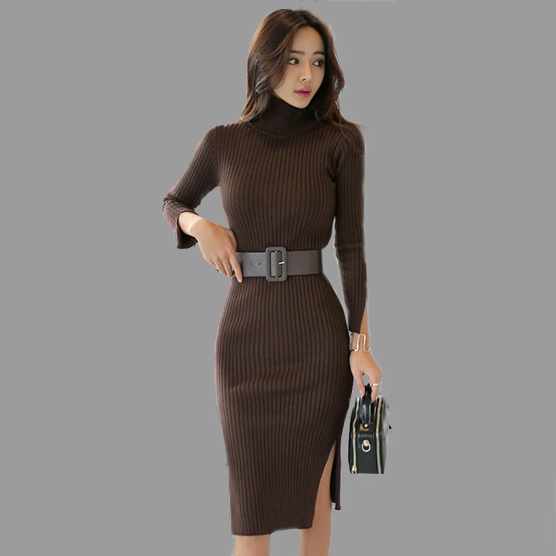 HAGEOFLY Turtleneck Sweater Dress Women Knitted Inner Pencil Office Ladies Brown Yellow Women's Dresses Autumn Winter New 2018
HAGEOFLY Turtleneck Sweater Dress Women Knitted Inner Pencil Office Ladies Brown Yellow Women's Dresses Autumn Winter New 2018