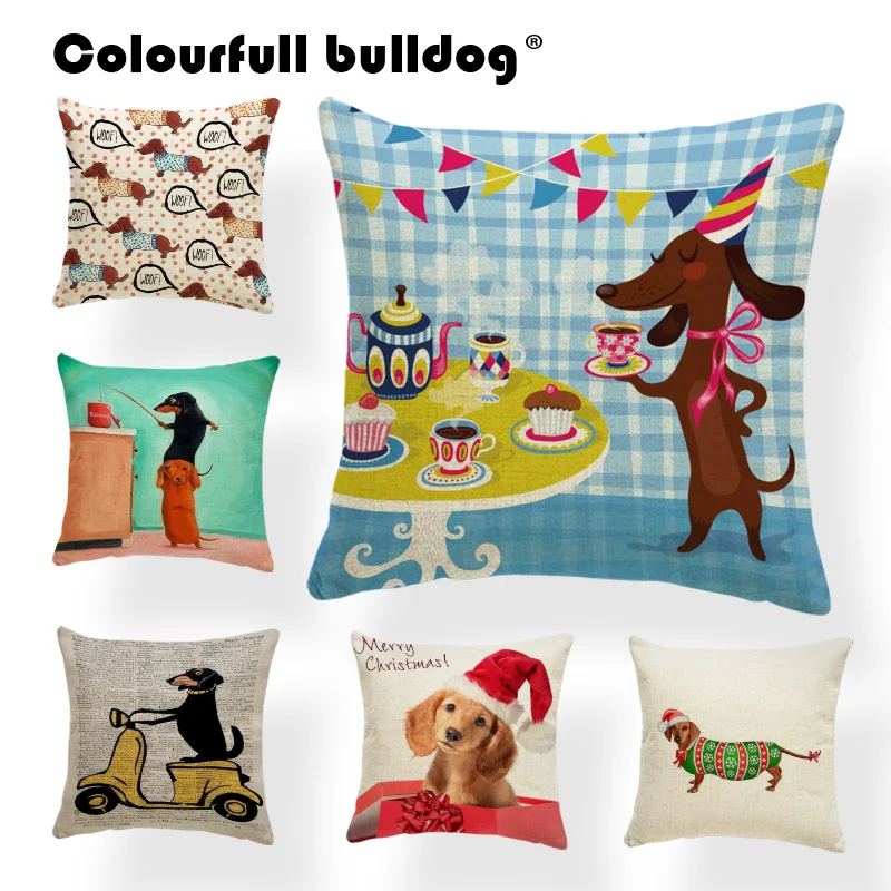 dachshund christmas pillow