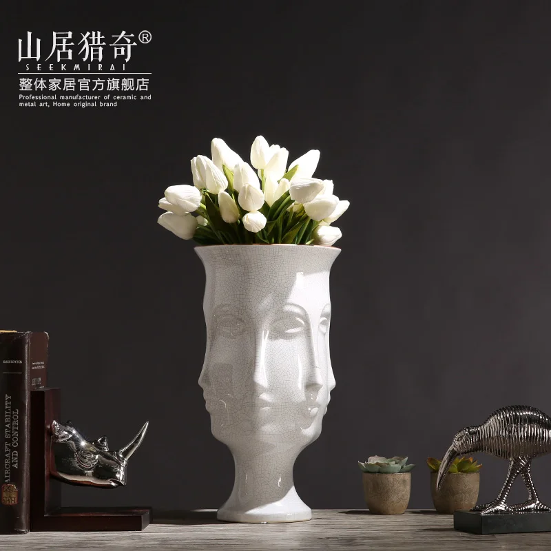 white Nordic ceramic creative Art human face vase pot home decor crafts room decoration object flowers vase porcelain figurines
white Nordic ceramic creative Art human face vase pot home decor crafts room decoration object flowers vase porcelain figurines