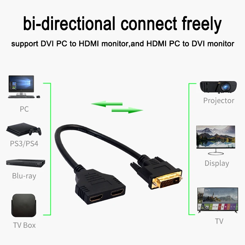 2019 New High Quality DVI 24+1 Male To 2*HDMI Dual Female Splitter Video Cable Adapter 30cm Length for Lots Computer
2019 New High Quality DVI 24+1 Male To 2*HDMI Dual Female Splitter Video Cable Adapter 30cm Length for Lots Computer