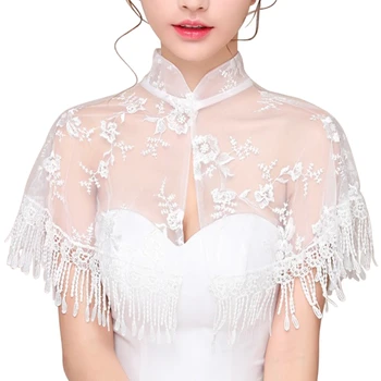 High Neck Jacket Wedding Bolero Floral Lace Tassel Bridal Wraps Cape Women Shrug
High Neck Jacket Wedding Bolero Floral Lace Tassel Bridal Wraps Cape Women Shrug