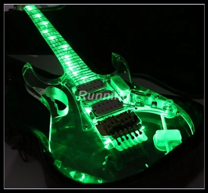 Electric guitar green led light acrylic body acrylic neck abalone flower inlay on acrylic fretboard HSH pickups
Electric guitar green led light acrylic body acrylic neck abalone flower inlay on acrylic fretboard HSH pickups