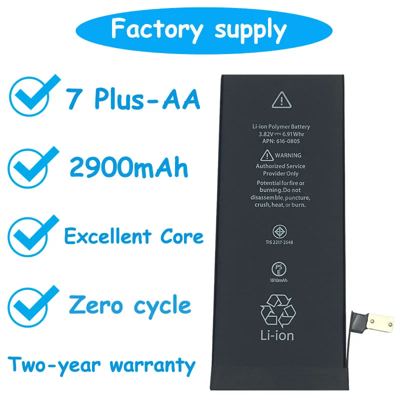DaDaxiong original 100pcs/lot Superior Quality AA zero cycle Battery for iPhone 7 Plus 2900mAh replacement battery
DaDaxiong original 100pcs/lot Superior Quality AA zero cycle Battery for iPhone 7 Plus 2900mAh replacement battery