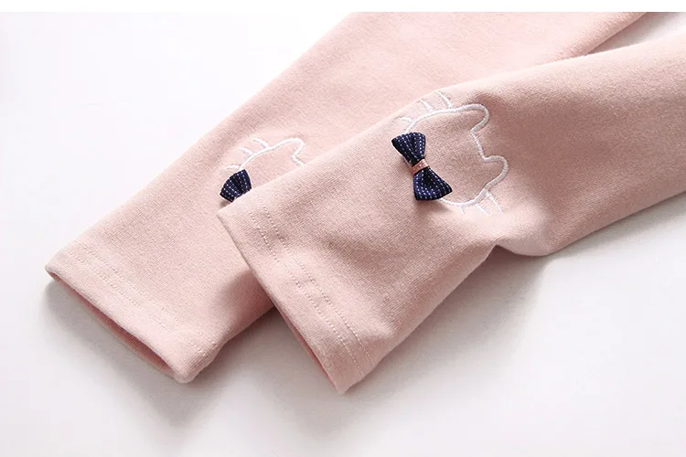 2018 Spring Autumn Kids Children Birthday Gift Solid Color Pink Navy Blue Gray Cat Bow Embroidery Butterfly Leggings For Girls (11)