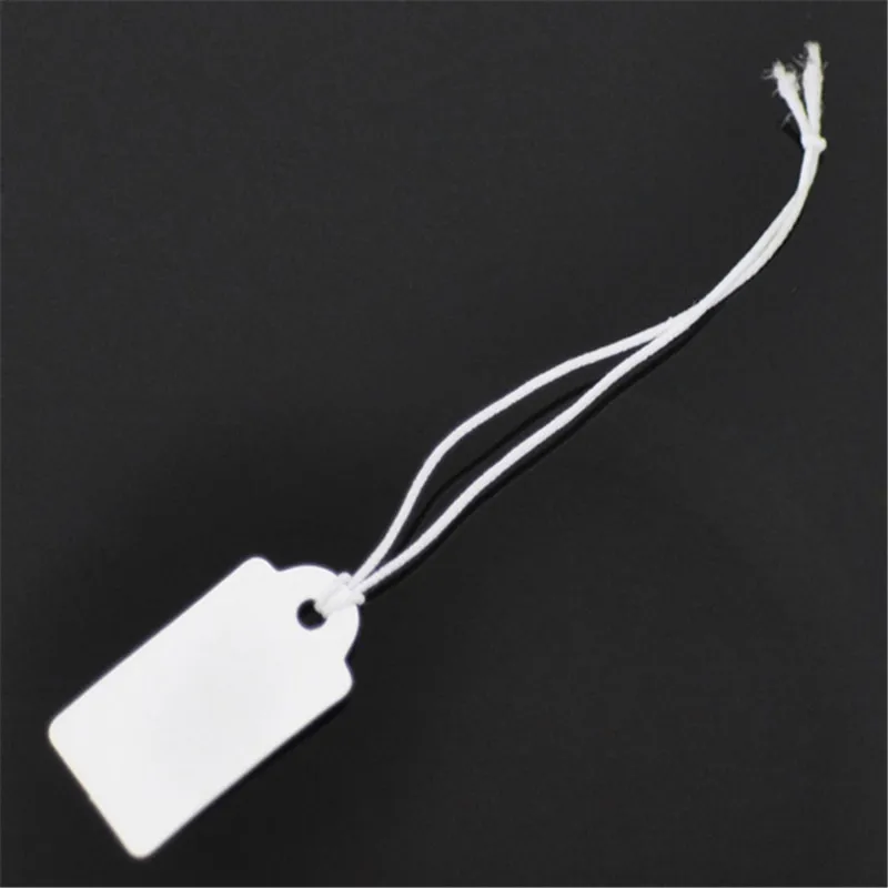 

DoreenBeads Paper Label Tags White Blank With String DIY Blank Price Hang Tag Kraft Gift Hang Tag 22mm x13mm 200PCs