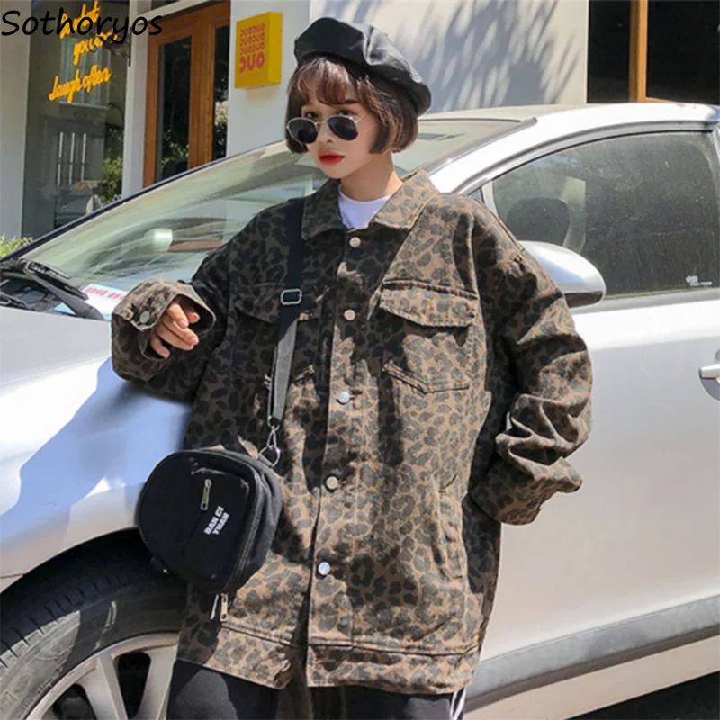 Jackets Women Long Sleeve Turn-down Collar Pockets Leopard Basic Jacket Womens Harajuku Ulzzang BF All-match Korean Style Coats
Jackets Women Long Sleeve Turn-down Collar Pockets Leopard Basic Jacket Womens Harajuku Ulzzang BF All-match Korean Style Coats